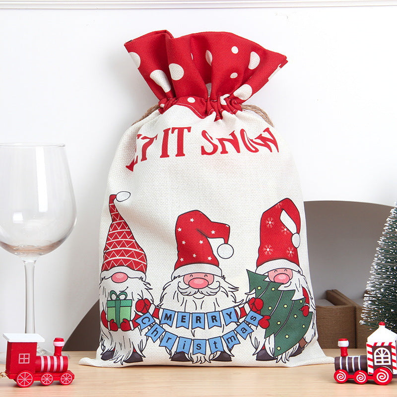 Wholesale Cloth Candy Bag Christmas Drawstring Cartoon Gift Bag